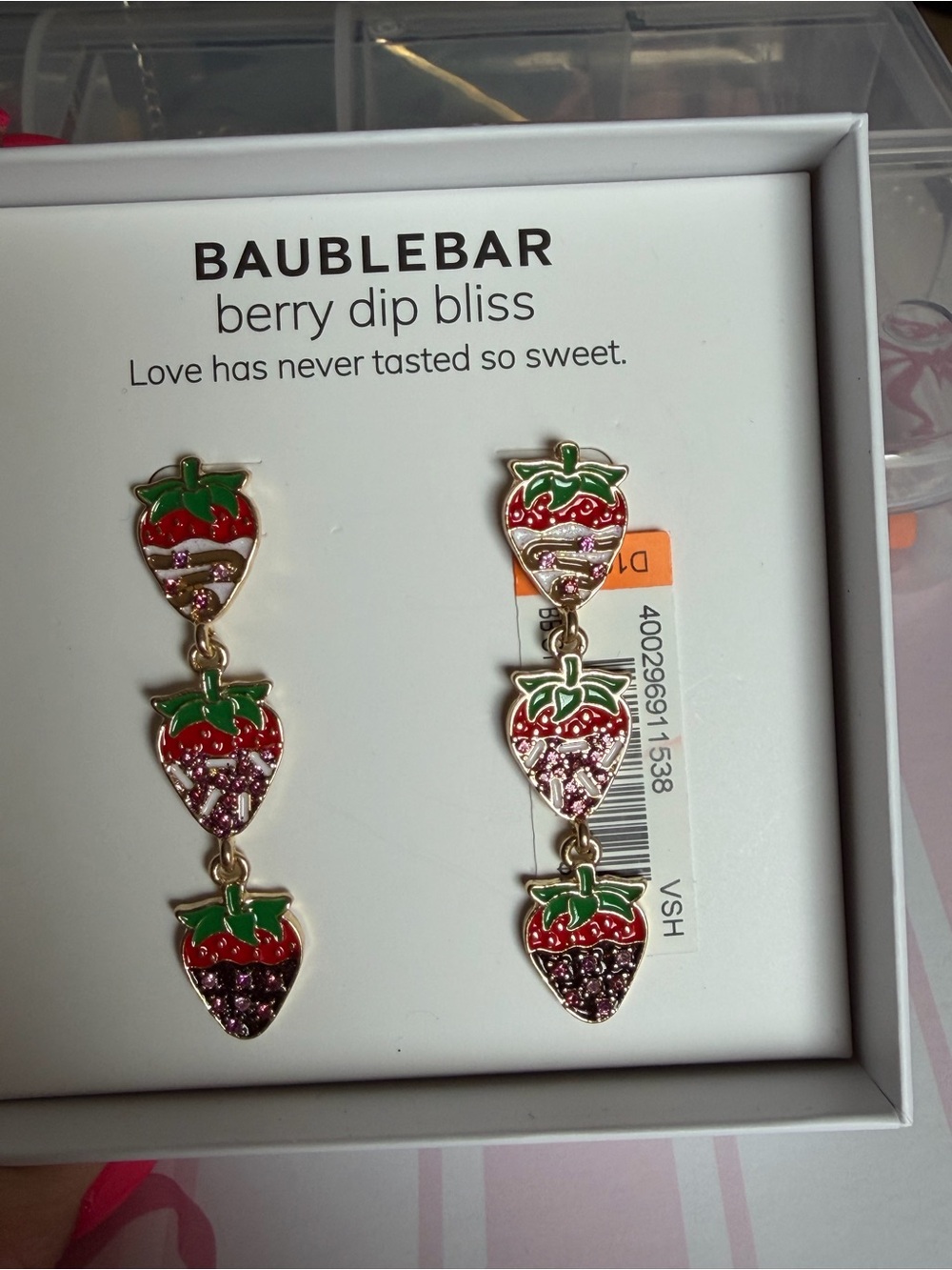 BaubleBar Red & Green Triple Strawberry Drop Earrings